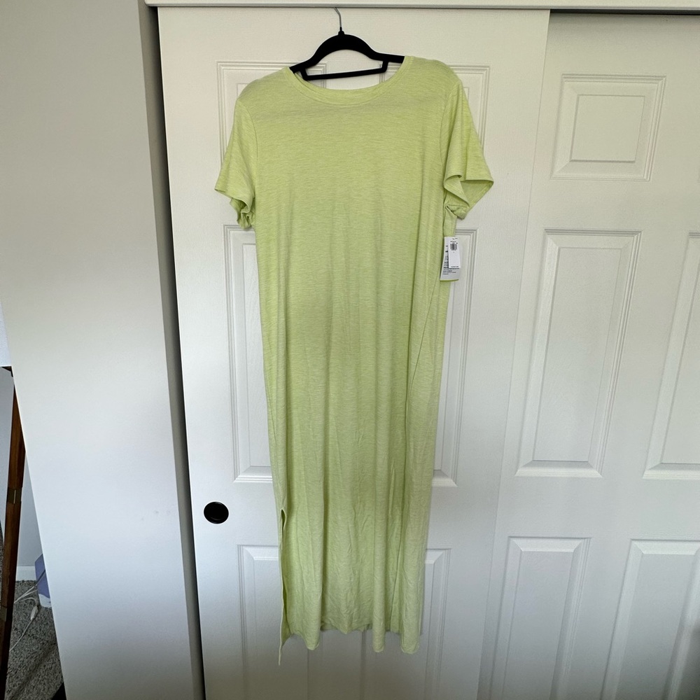 Old Navy Breathe ON neon yellow midi shirt dress